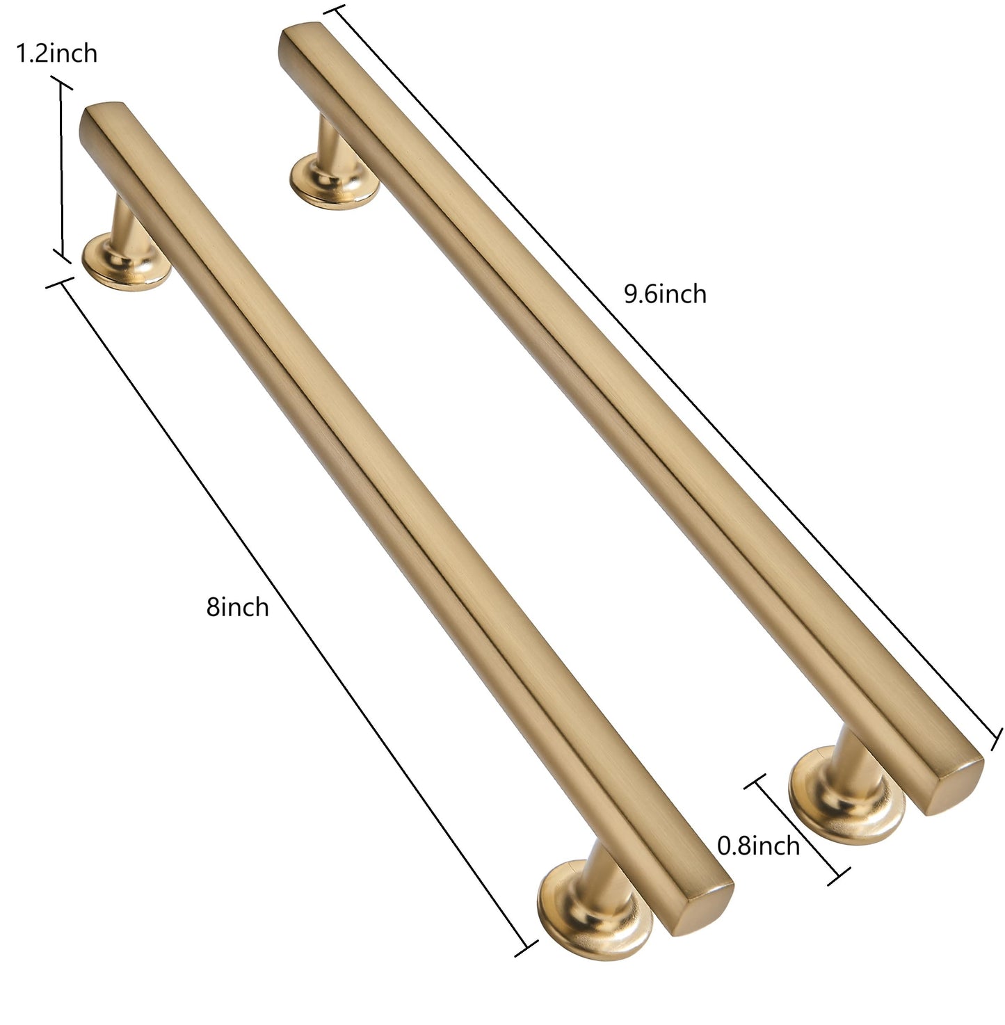 CABDM 8 inch (203mm) 10 Pack Brushed Brass Cabinet pulls Solid Heavy-Duty Handles Hardware for Kitchen Badroom Drawer Square Pulls Cupboard Cabinets