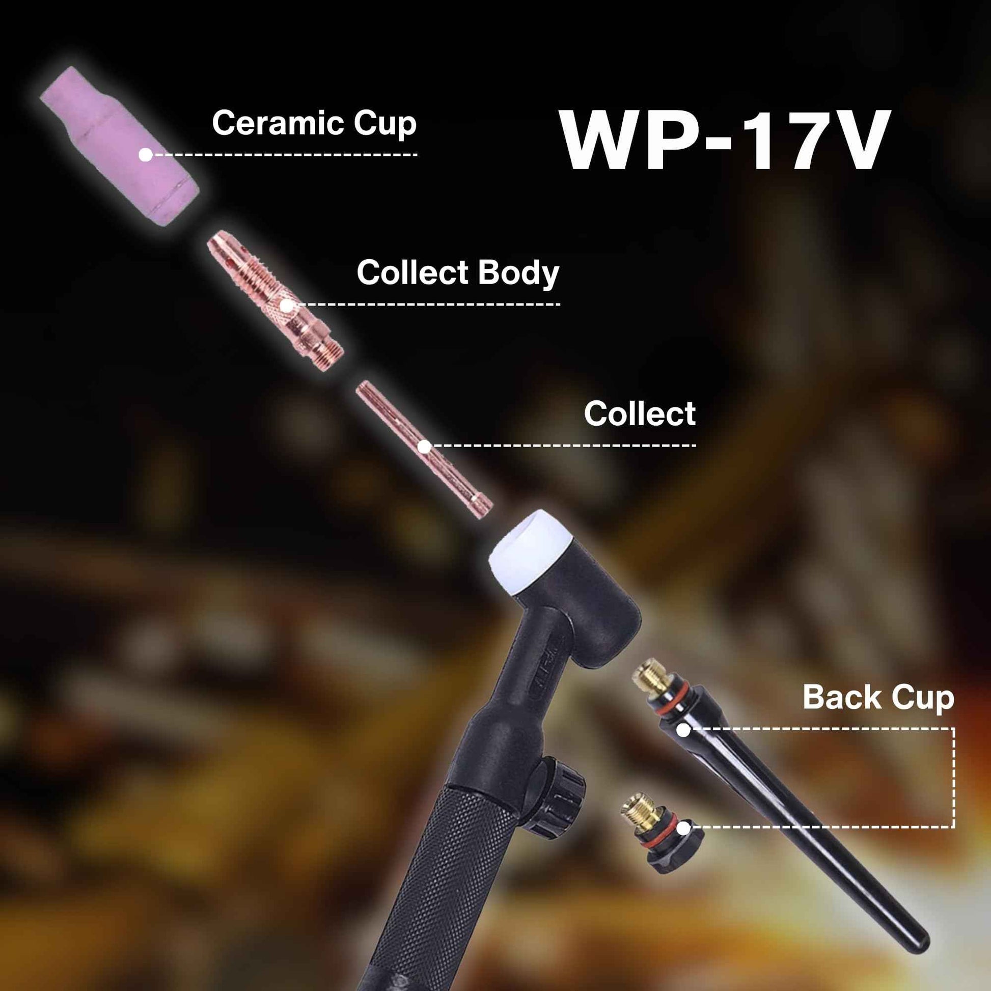 LOTOS MTT130 Lift TIG Torch for MIG225/MIG225SP Welder, WP-17V Welding gun with Dinse 35-50mm Quick Connector & 5/8-18 Argon Connector, 13FT Cable