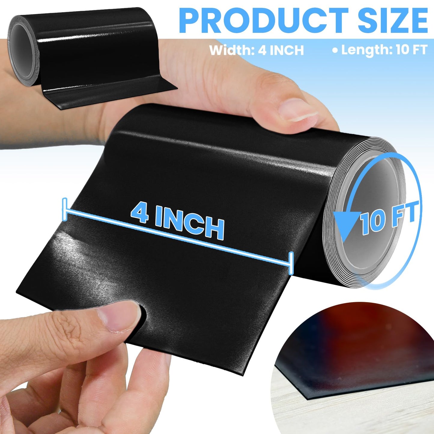 Tikfoam Waterproof Repair Tape for Fabric, Plastic, Awning, RV Underbelly, Tarp, Tent, Sail and Boat Cover Outdoor Repair Patch, Heavy Duty,4 Inch x 10FT Black