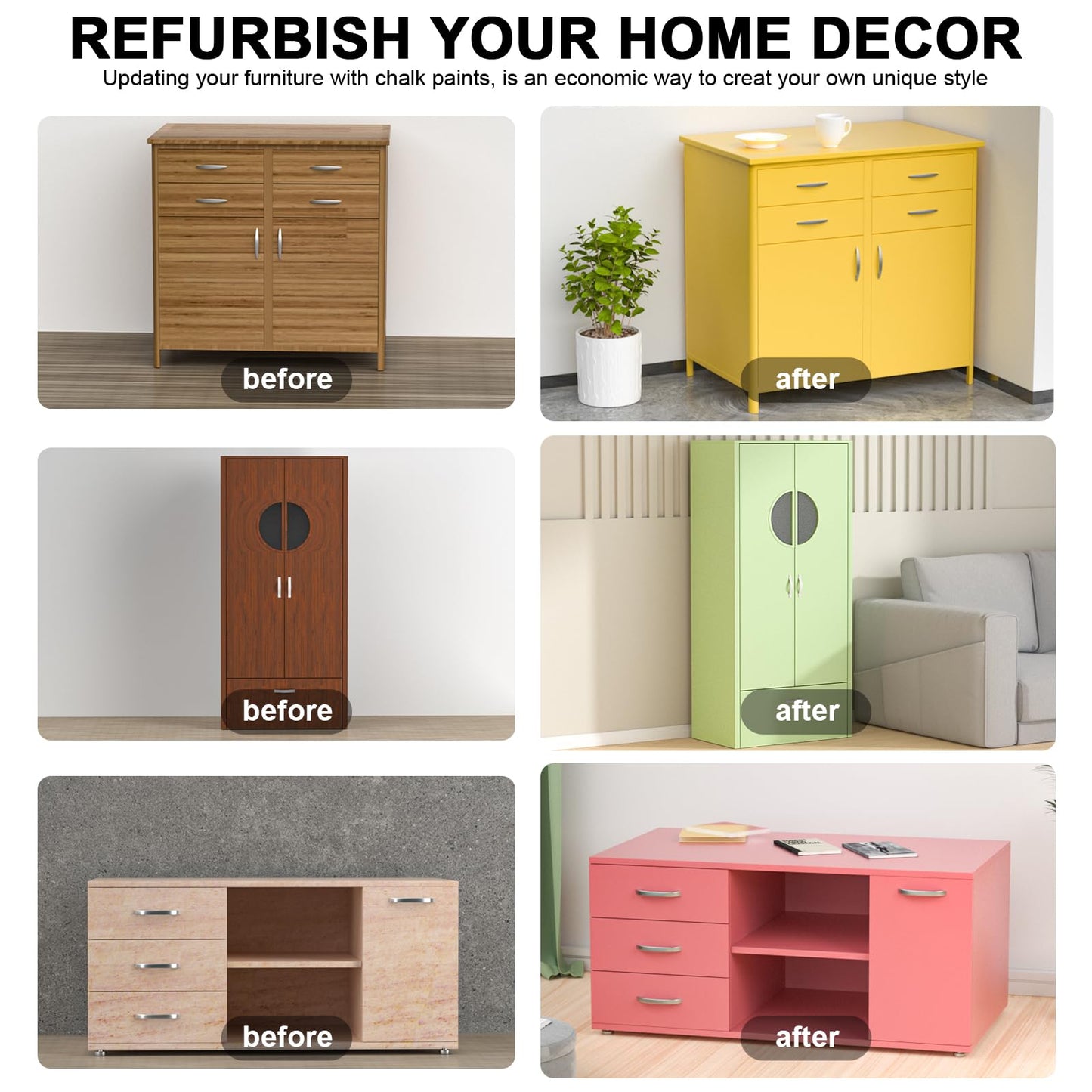 Nicpro All-in-One Black Chalk Paint for Furniture, 8.45 oz (250ml) Matte Finish Chalk Paint, Built-In Primer & Top Coat Milk Paint, Non-Toxic Furniture Paint for Wood, Metal, Home Decor