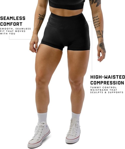 Gymreapers Athletic Seamless Shorts - Squat Proof High Waisted Glute Scrunch | Quick Drying Biker & Yoga Running Gear