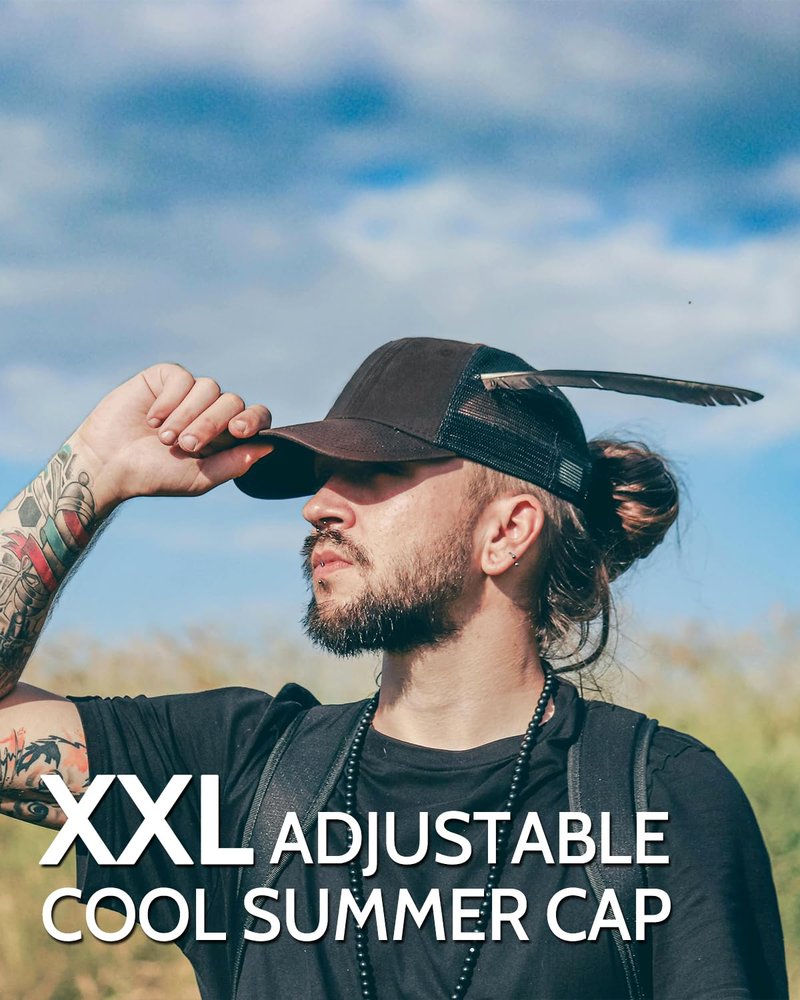 Zylioo XXL Oversize Trucker Hat, Large Cooling Mesh Back Cap, Adjustable Washed Faded Baseball Cap for Big Heads