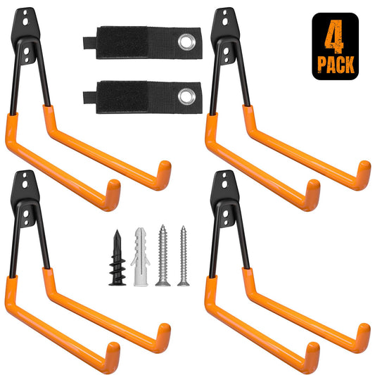Wallavant Garage Hooks Heavy Duty 6 Pack Utility Wall Mount Storage Hangers with Extension Cord Holder Organizer for Power Tool Garden Tool Ladder Hose and More