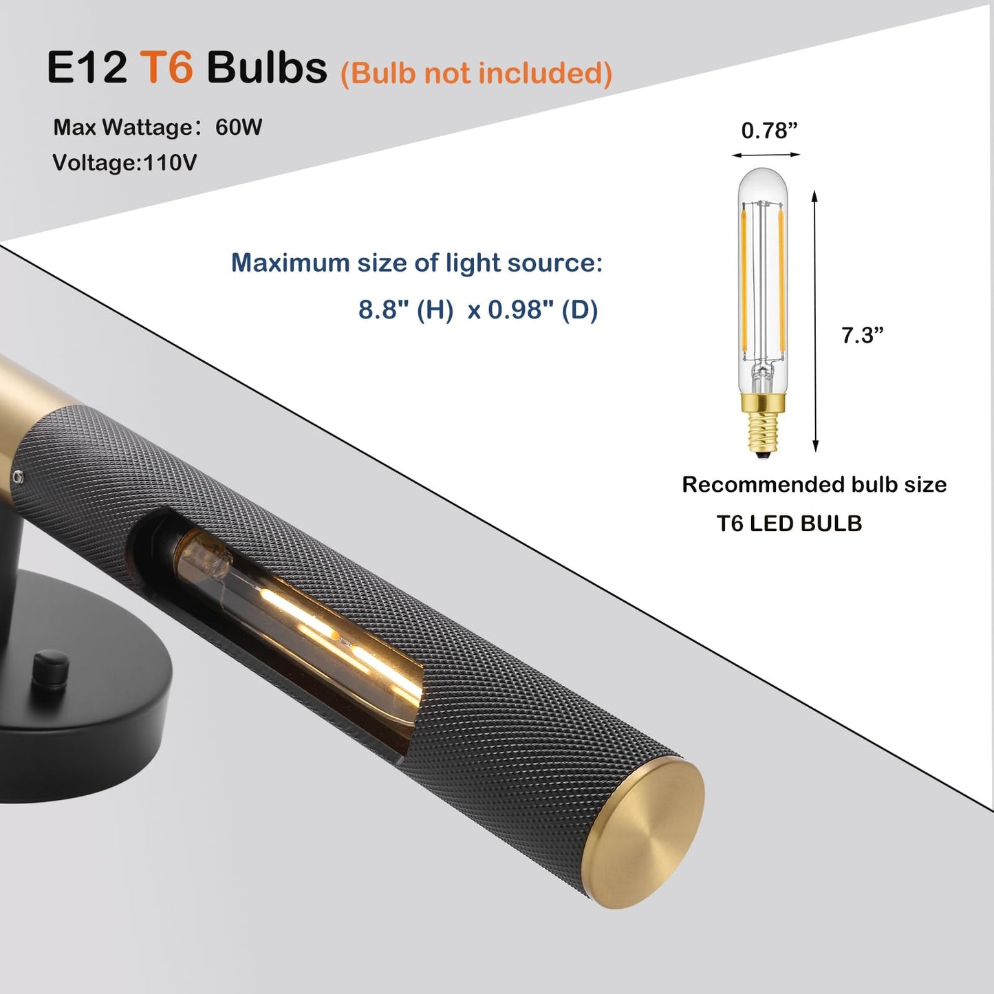 BAODEN Modern Picture Light 24 inches Brushed Brass Gold Black Wall Sconce with Knurled Texture Cylinder Metal Shades Rotatable 360°Indoor Wall Lighting Fixture for Bathroom Vanity Lights Bedroom