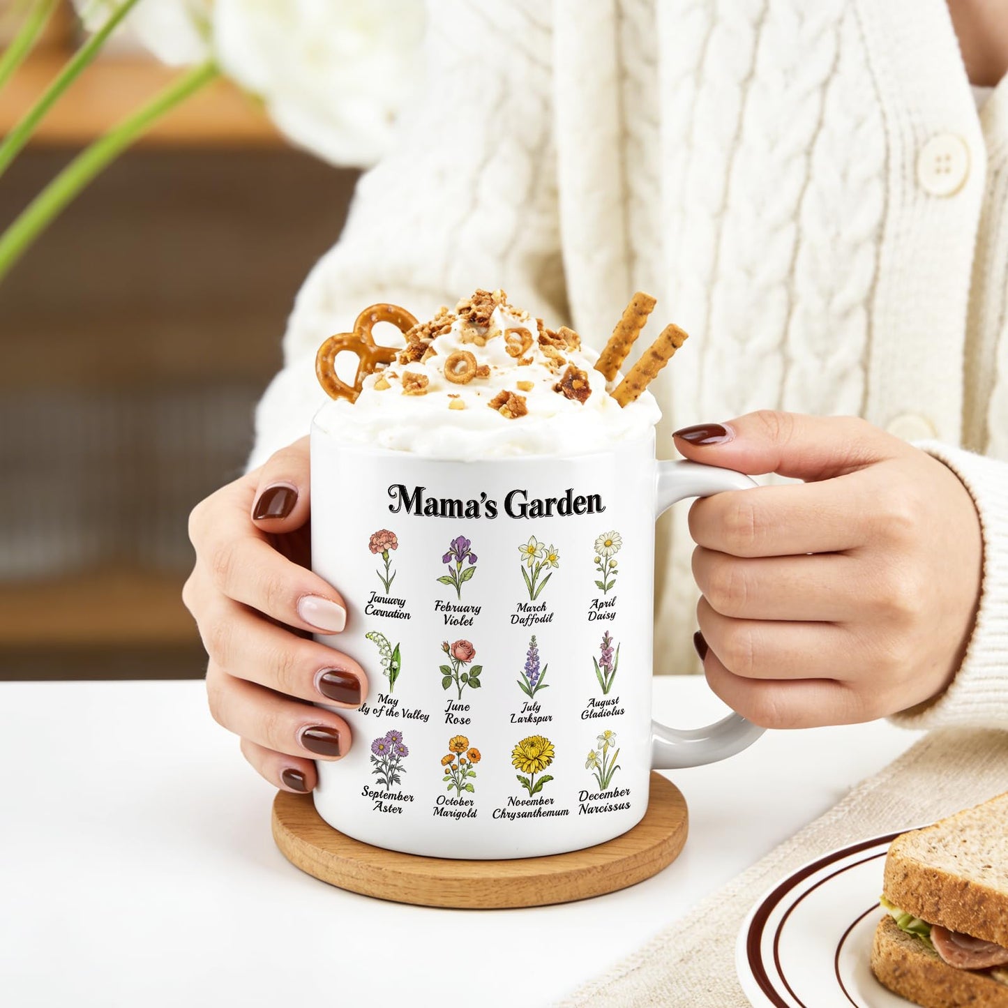 MAVIT Mom Birthday Gifts from Daughter Son - Large Coffee Mugs Ceramic 12Oz Tea Cup, Mama‘s Garden Best Mom Ever Gifts, Mothers Day Gifts for Mom