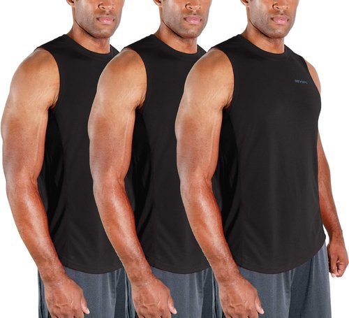 DEVOPS Men's Muscle Tank Tops - 3 Pack Dry Fit Sleeveless Shirts for Gym & Running | Quick-Dry Activewear