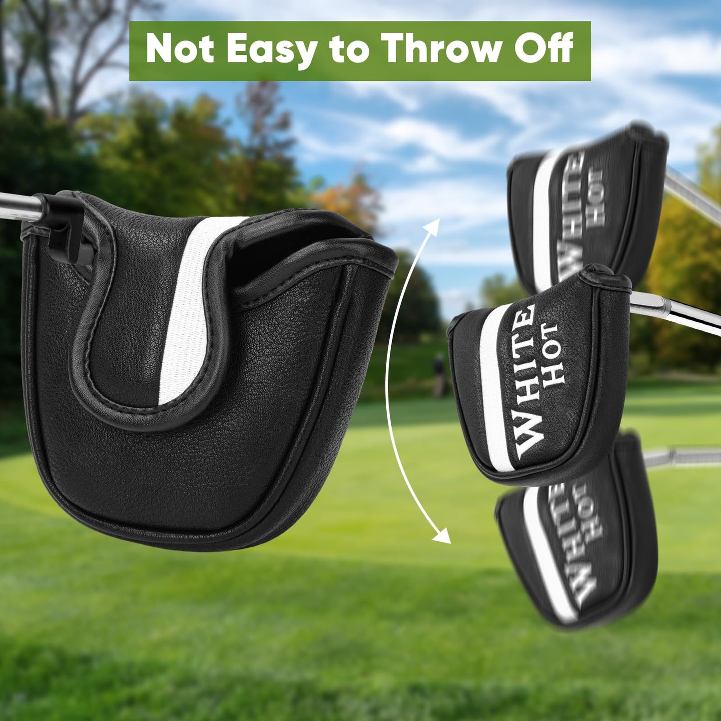 Golf Putter Covers Mallet Putter Cover White HOT Putter Headcover with Magnetic Closure Golf Club Covers for Most Brand Putter