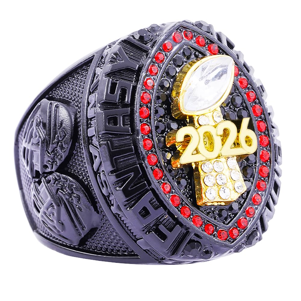 noblehead 2026 Fantasy Football Championship Ring Heavy FFL Champion Trophy Ring Award Trophy for Fantasy Football League Winner (Size 11)