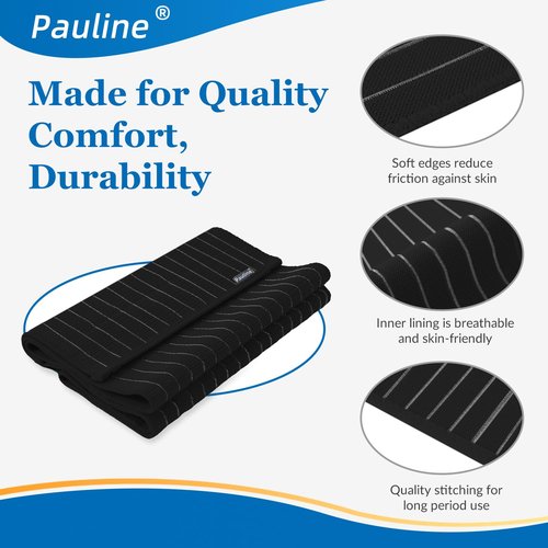 Abdominal Binder Post Surgery - Premium Belly Band for Stomach Support & Compression - Promote Recovery for Postpartum, Hysterectomy, Tummy Tuck, Hernia - Durable No-Fray Belly Wrap Waist Band (Size M, 9" High, Black)