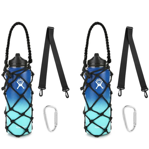 koshine Water Bottle Carrier Wine Cup Holder for Sports Bottle Water Flask 17-25oz 32oz-40oz Black (32oz-40oz, Pack of 2)
