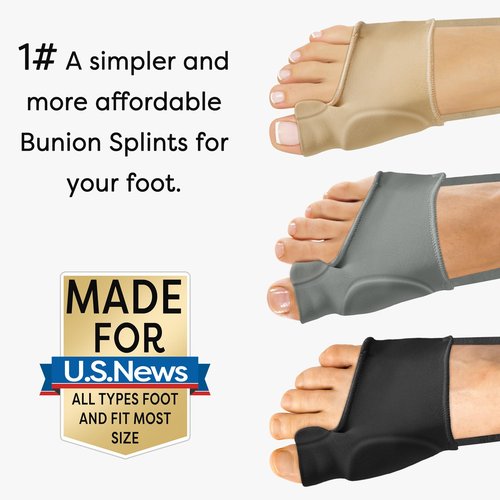 FURTAA Bunion Corrector for Overlapping big Toes,Big Toe Straightener,Bunion Splint,for Bunion Relief,Hallux Valgus Pain Relief,Comfortable & Breathable. (Black, MIDDLE:MEM(5-7)/WOMEN(7-9))