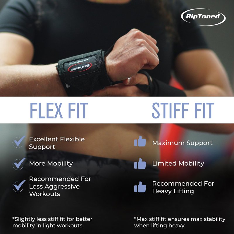 Rip Toned Wrist Wraps for Weightlifting – USPA & USAPL Approved 18" Wrist Straps for Powerlifting – Adjustable, Durable Gym Wraps with Thumb Loop – Quality Support for Men & Women – Black Stiff