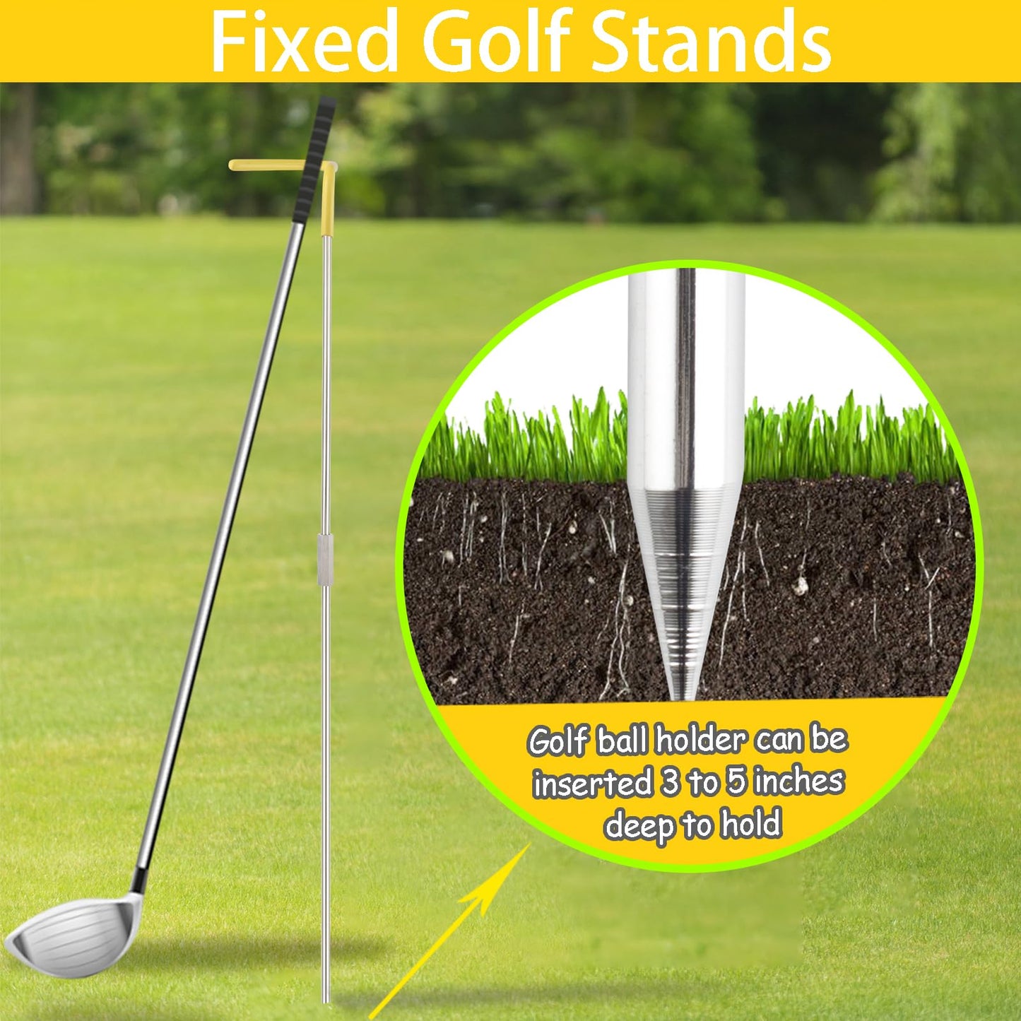 Greeily Golf Club Holder Stand, 32" V-Shaped Golf Club Stand for Putting Green Backyard Placing Clubs and Keeping Clubs Clean Made of Highly Durable Iron Material
