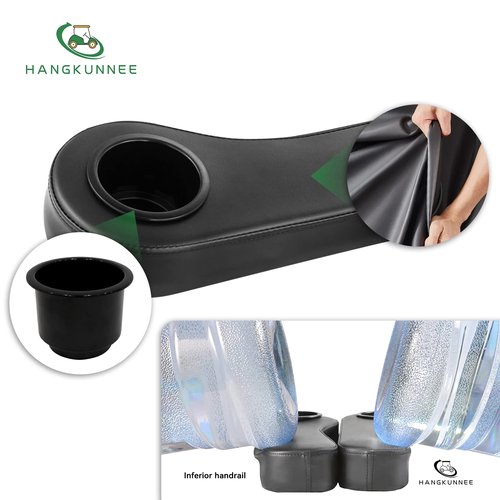 HANGKUNNEE Golf Cart Armrest with Cup Holder for EZGO Club Car Yamaha, No Drilling Required Golf Cart Armrest Kits for Rear Seat with 1inch and 0.78 inch Square Tube Frame