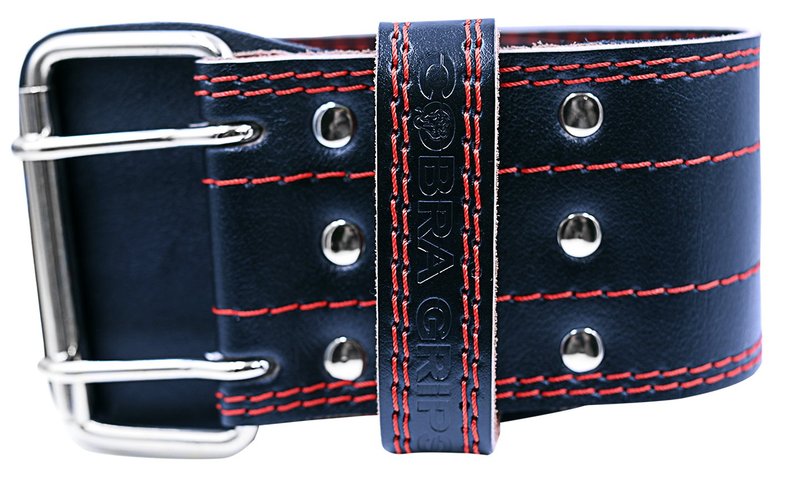 Weight Power Lifting Belt 4” Wide Cobra Grips Premium Genuine Leather Belt for Men & Women Adjustable Weightlifting Back Support (RED, X-Small 23"-31")