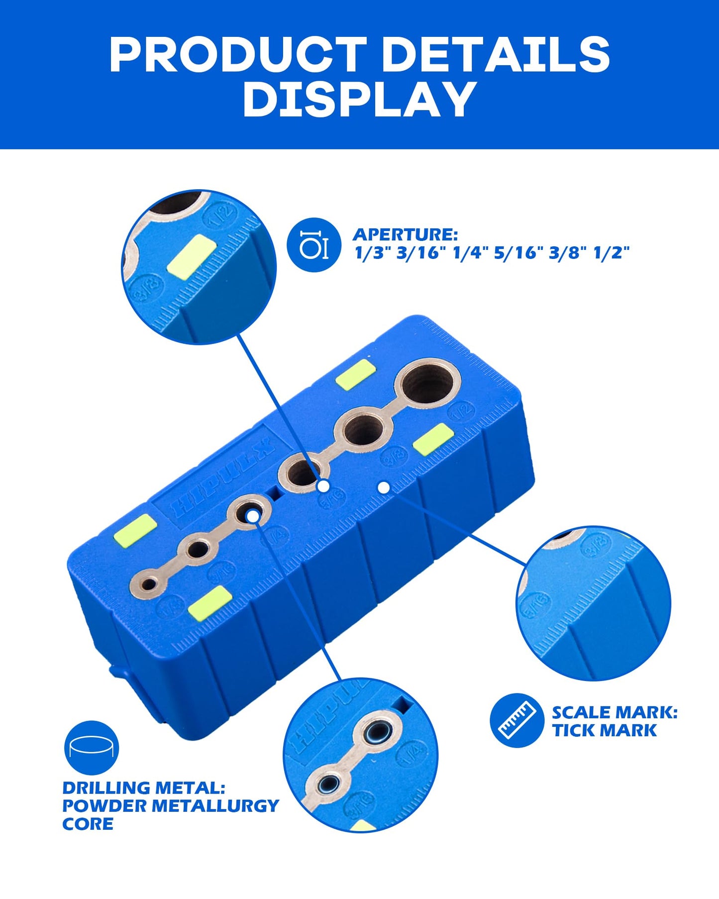 HIPULX Drill Block Guide for Straight Holes - Precision Drilling Tool for Woodworkers, DIY Enthusiasts & Professional Craftsmen