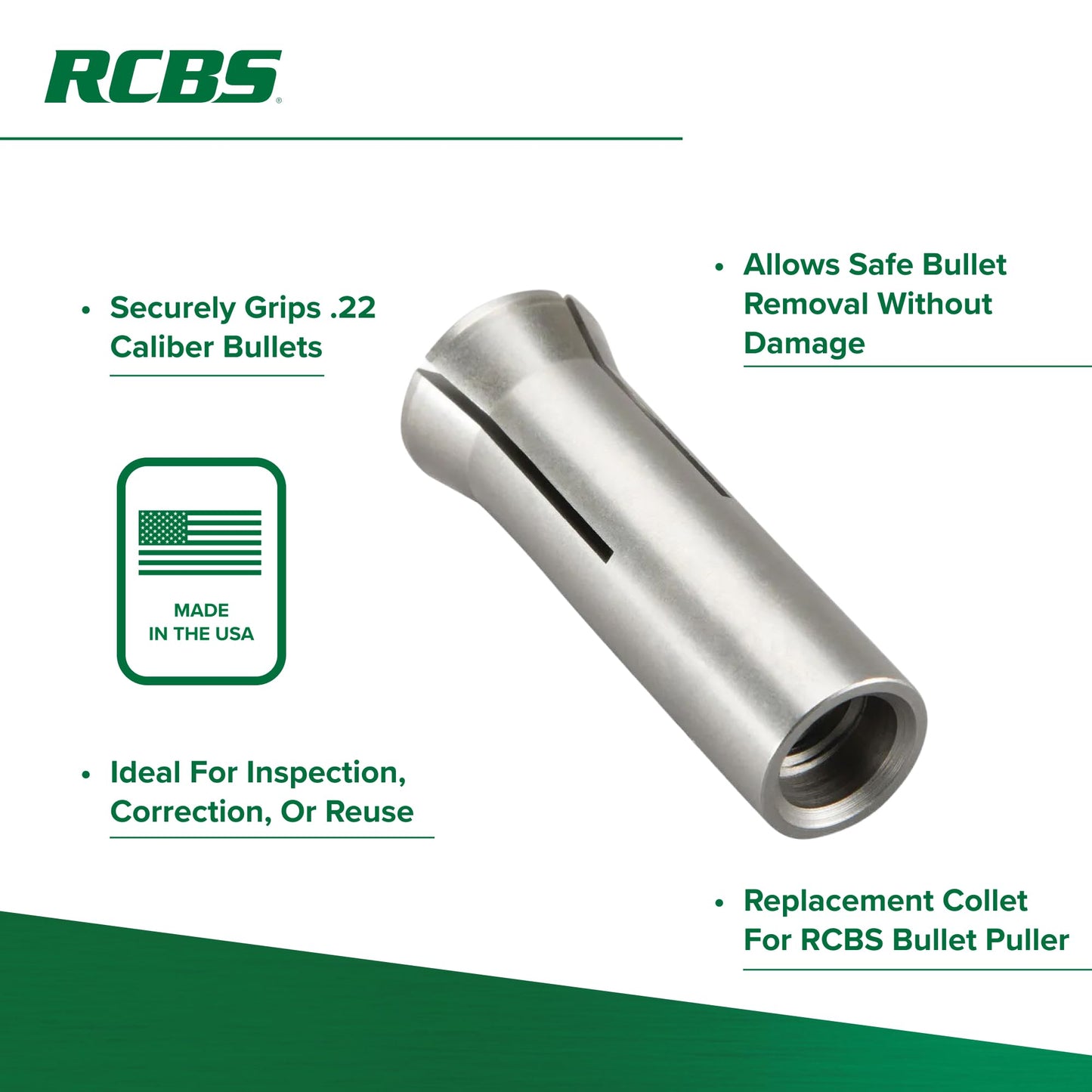 RCBS, Bullet Puller Collet, .22 Caliber, Silver