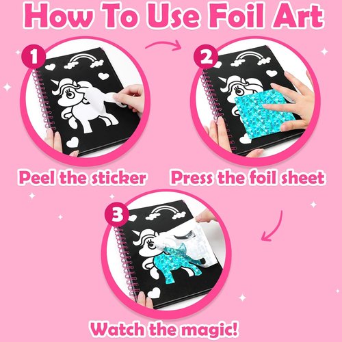 FunnyB&G Foil Art Crafts for Kids - Creative Birthday Gift for Girls Ages 4-8 | Perfect for Mother's Day & Parties