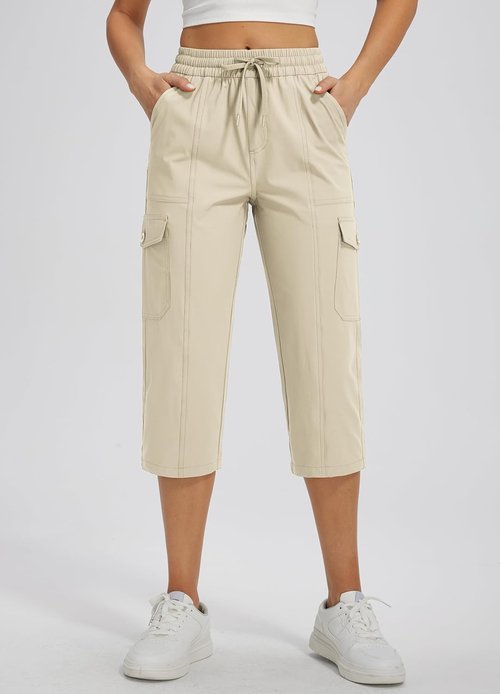 Libin Women's Capri Pants - Quick Dry Cargo Capris for Travel & Hiking | Stretchy & Water Resistant