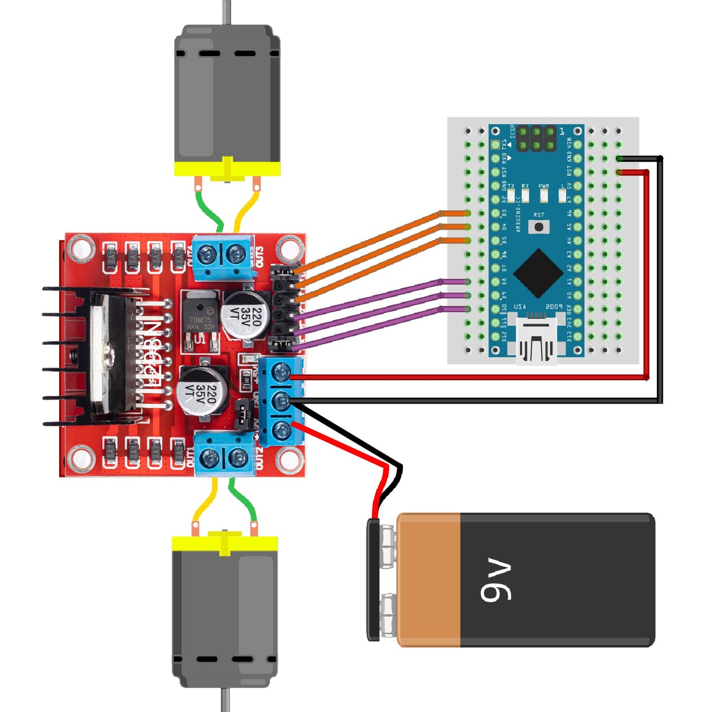 JTAREA L298N H Bridge Stepper Motor Driver Module DC Motors Drivers Dual H-Bridge for Arduino Smart Car Power UNO MEGA R3 Mega2560 (Pack of 4pcs)