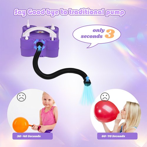 NuLink Balloon Pump 3-in-1 Electric Air Pump Dual Nozzle Blower for 260q Foil Latex Mylar Balloon Floats Mattress Compression Bag