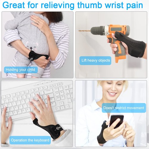 HKJD Thumb Spica Splint Reversible Thumb Brace for Pain Relief, Arthritis, De Quervain's tenosynovitis, Sprains, Strains, Carpal Tunnel & Trigger Finger Immobilizer Adjustable Wrist Strap