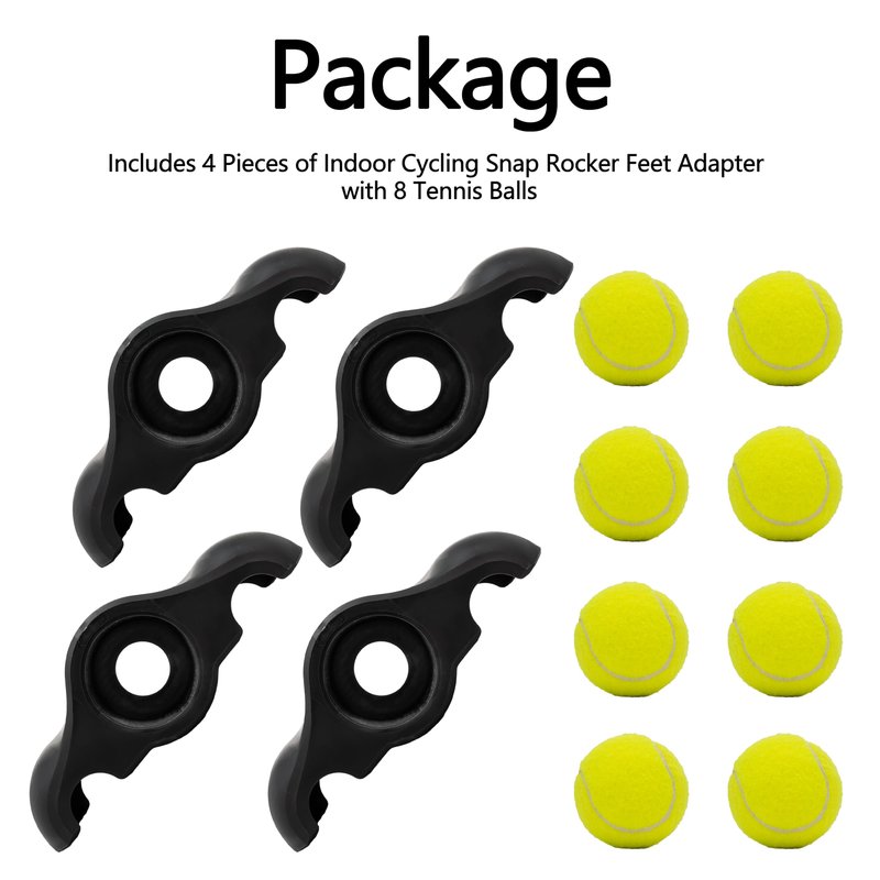 Saurka Indoor Cycling Snap Rocker Feet Adapter for Wahoo Kickr Core 1, 4 Pack Adapter with 8 Tennis Balls, Stability, Enhanced Elasticity