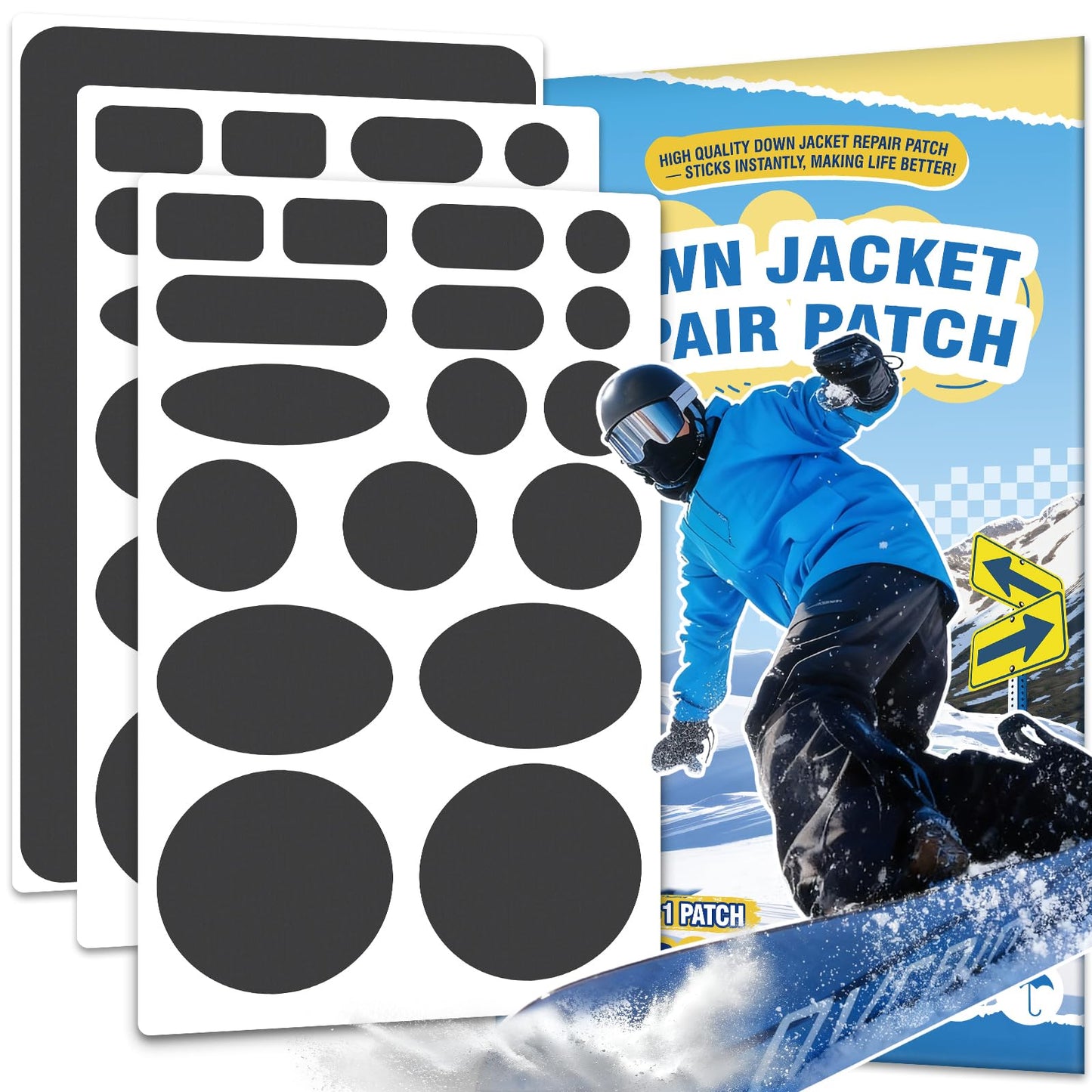 35Pcs Down Jacket Repair Patch Kit Pre-Cut Nylon Patches for Clothes Self-Adhesive Fabric Tape Waterproof Lightweight Outdoor Gear Tenacious Repair Tape for Puffer Jacket Coat Tent Backpack(Charcoal)
