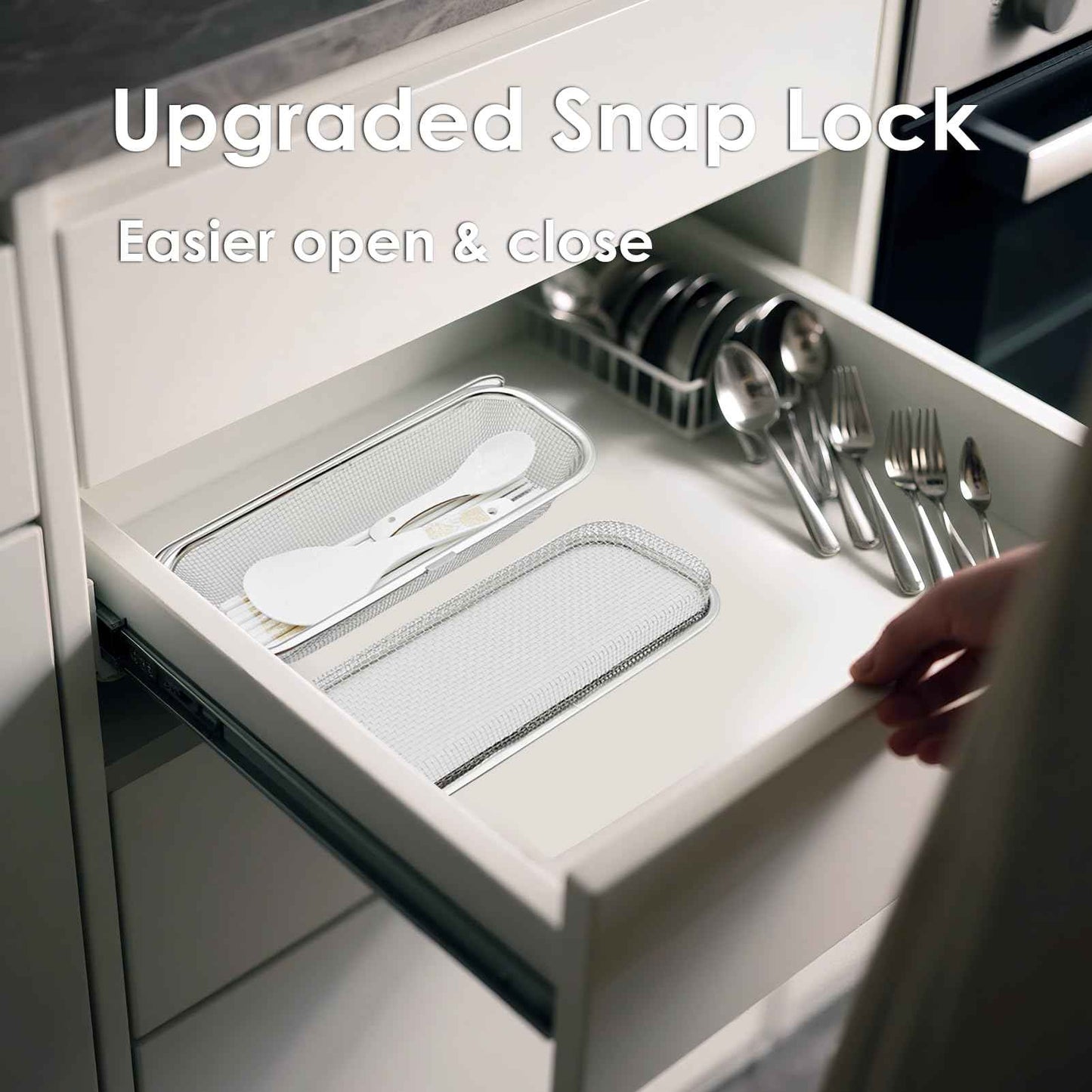 Dishwasher Basket, 18/8 Food-Grade Stainless Steel Dishwasher Basket for Small Item, Bottle Accessories, Scoops, Forks, Chopsticks Cleaning, Silver (Dual-Tier Large)