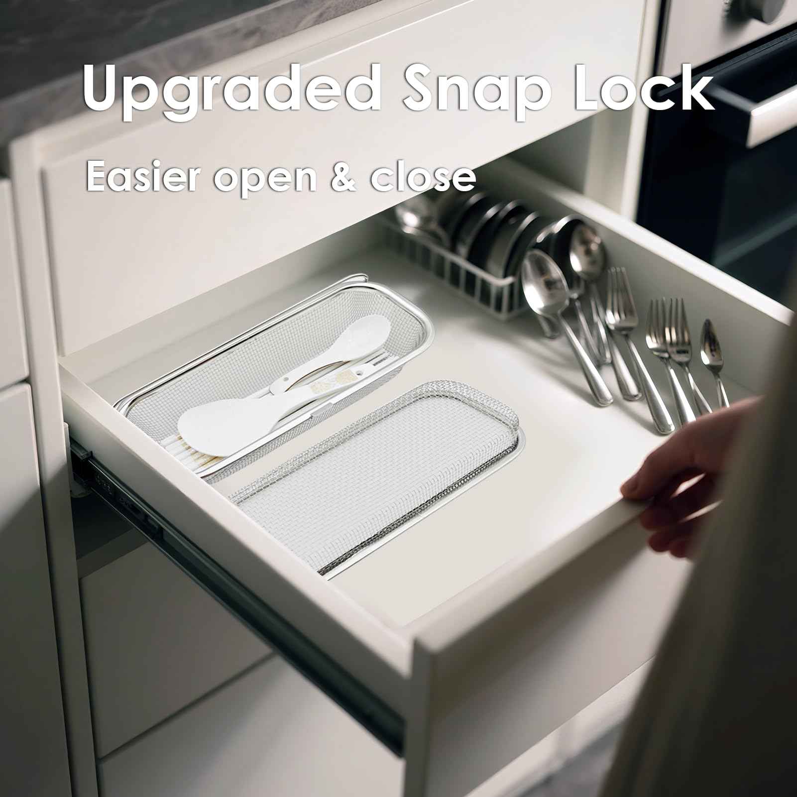 Dishwasher Basket, 18/8 Food-Grade Stainless Steel Dishwasher Basket for Small Item, Bottle Accessories, Scoops, Forks, Chopsticks Cleaning, Silver (Dual-Tier Large)