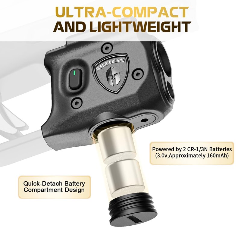 WARRIORLAND Pistol Light Laser Combo Fits Springfield Hellcat Pro, Compact 150-Lumen Trigger Mounted Tactical Weapon Light with Green Laser & White LED, Power Indicator & 3 Light Mode, SLL-110G