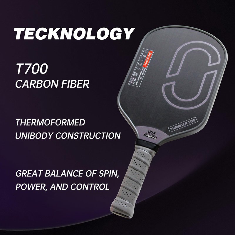 T700 Carbon Fiber Pickleball Paddle, Professional Pickle Ball Paddle Textured Surface with High Grit & Spin, Pickleball Racket Designed for Ultimate Spin & Control, Thruster-T100