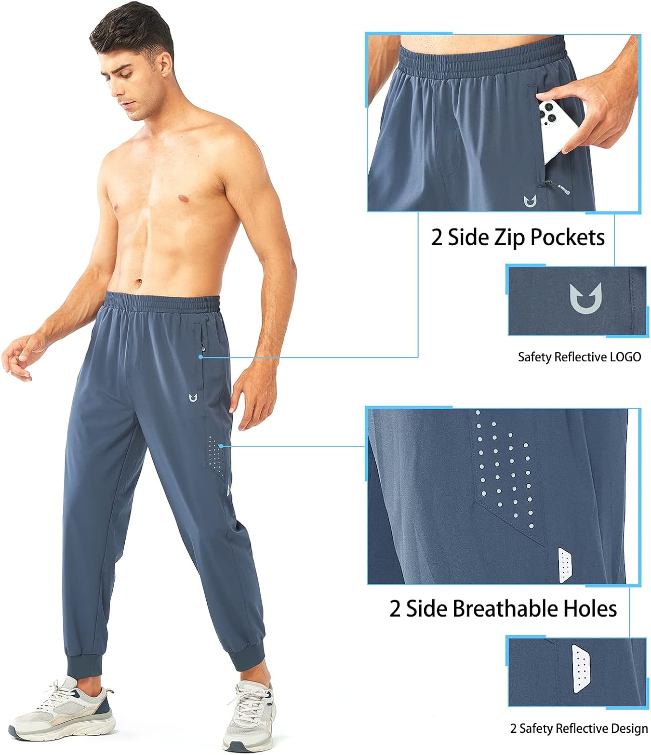 NORTHYARD Men's Athletic Running Pants - Lightweight Quick-Dry Joggers for Gym & Sports Training