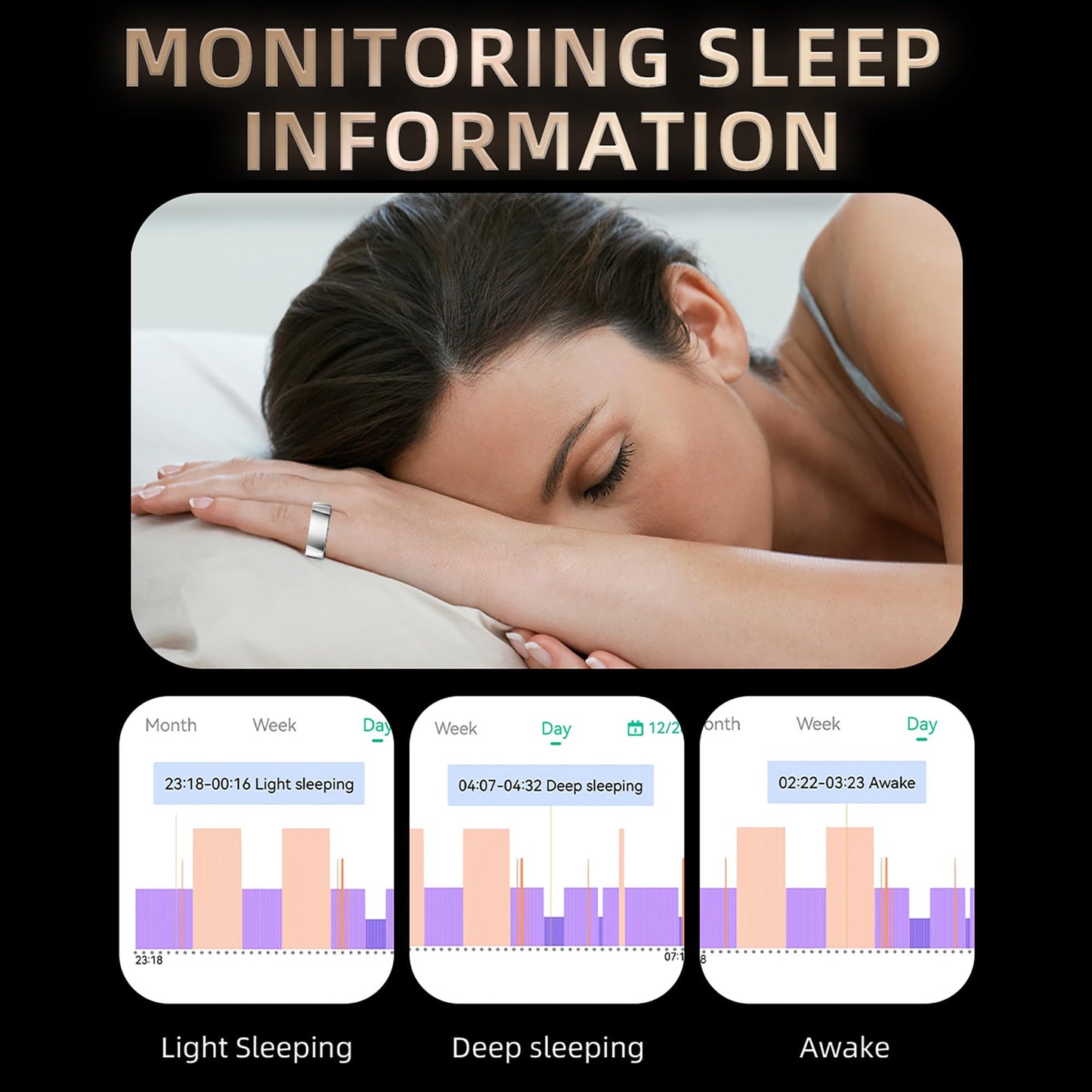 Smart Fitness Tracker - Health Ring with Remote Camera, Heart Rate & Sleep Monitor - Waterproof Sports Step Counter for Men & Women
