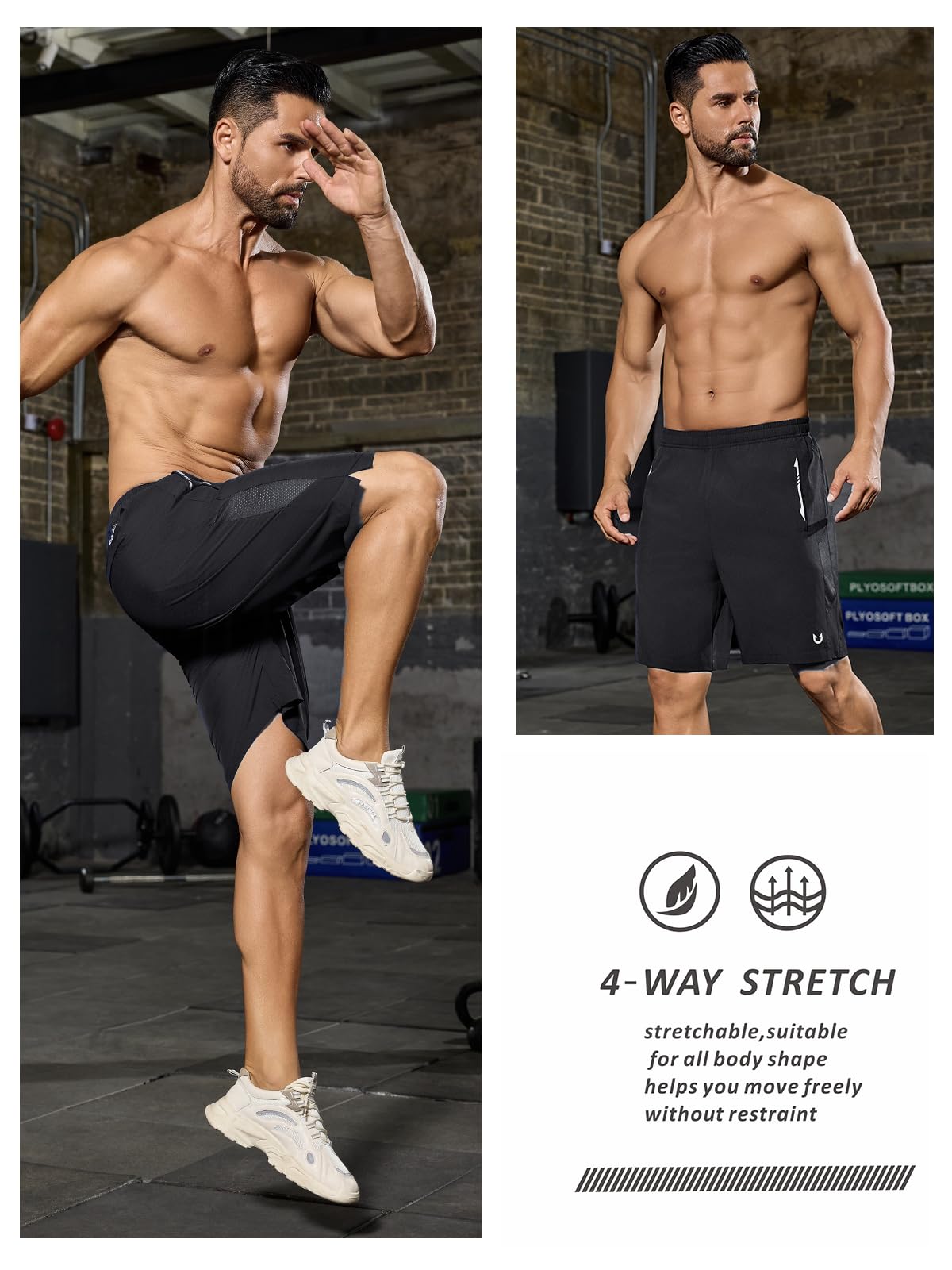 NORTHYARD Men's Running Athletic Shorts 5"/ 7"/ 9" Workout Gym Short Tennis Quick Dry Active Sport Hiking Basketball-9'' Black-L
