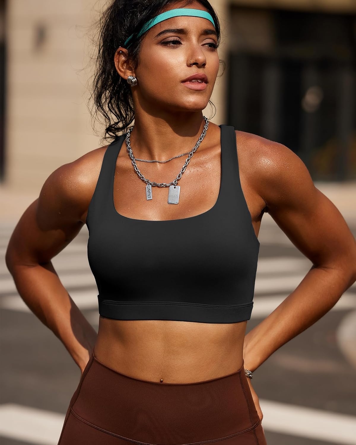 RUNNING GIRL High Support Sports Bra - Molded Cup Racerback Design for Women | Perfect for Workouts