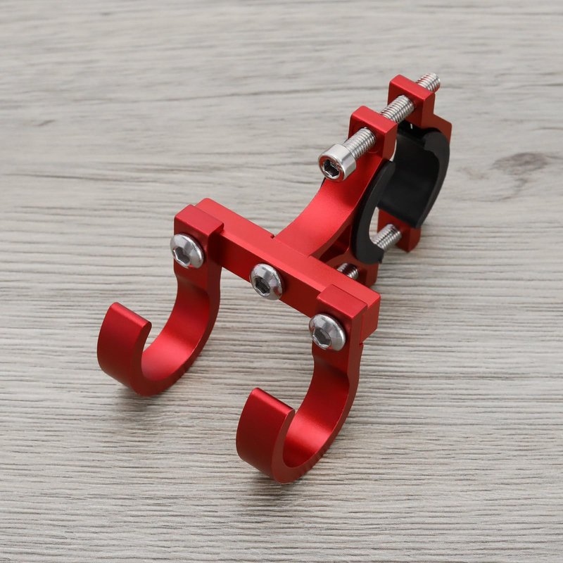 Create idea Aluminum Alloy Double Hook Holder for 18mm-35mm Handlebar Diameter Red