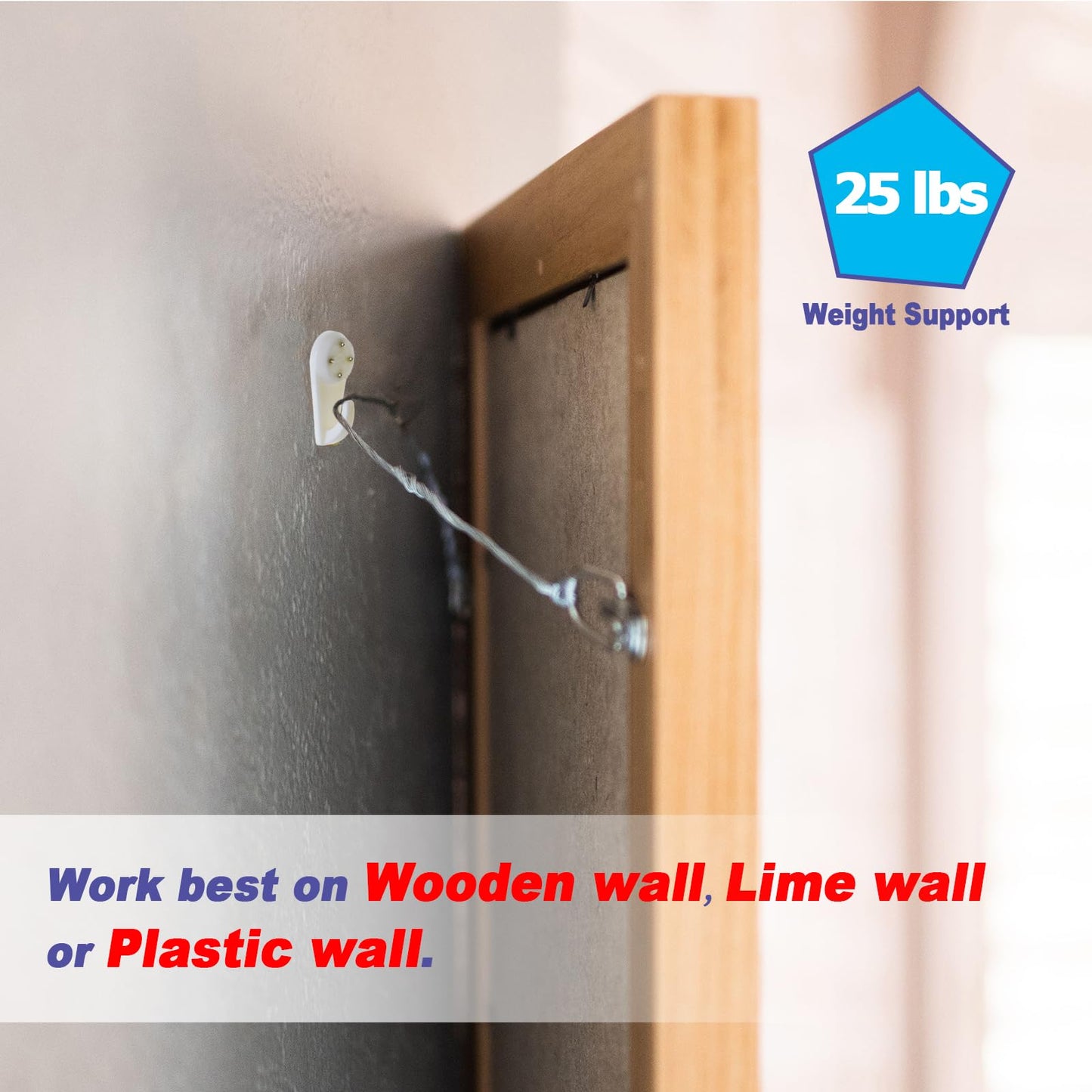 Suprom 60pcs Concrete Wall Hooks, Non-Trace Picture Hanger for Wooden/Stucco/Plaster/Hard Wall, No Damage or Drilling Picture Hooks for Hanging Picture, Artwork, Clocks