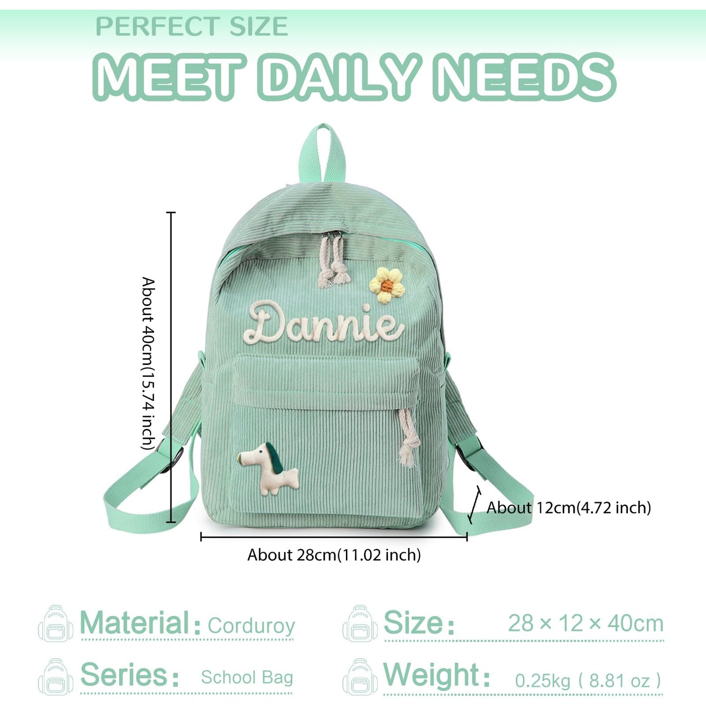 Personalized Backpack for Girls/Boy with Name, Custom Corduroy Backpack with Cotton Rope Woven, Dance/Gymnastics, Back to School Bag, Monogram Book Bag for Kids, Birthday/Christmas Gift, Children Gift