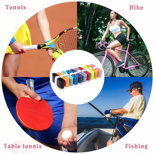 Exclaith 100 Pieces Tennis Racket Grip Tape Precut Tennis Badminton Racket Overgrips for Badminton Squash Rackets, 10 Colors
