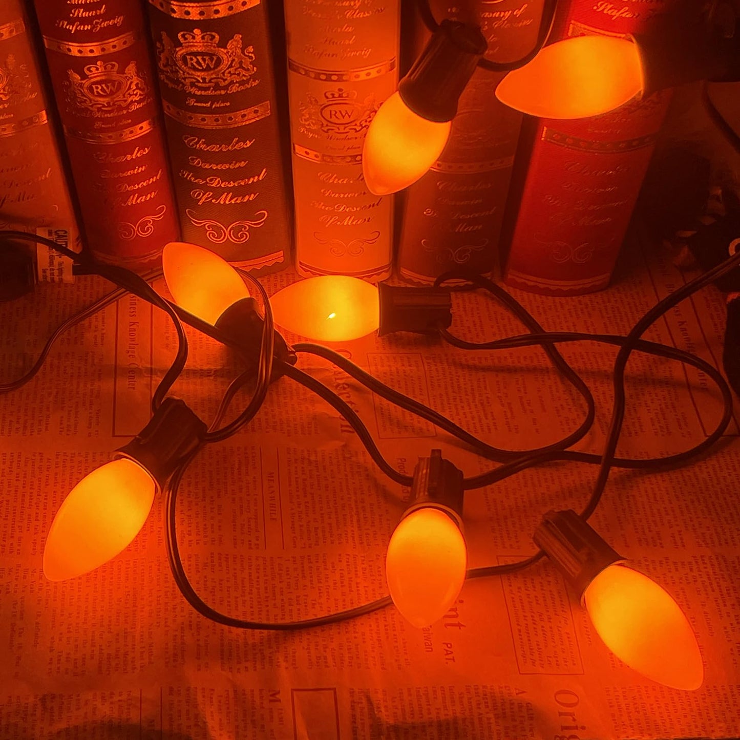 25 Pack C9 Orange Halloween Replacement Bulbs, LED Orange Night Lights for Halloween Christmas Outdoor Indoor Patio String Lights, C9/E17 Candelabra Base, 0.6 Watt