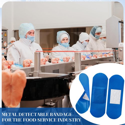 Geiserailie 400 Pcs Blue Bandages 3 ''x 1'' Food Service Metal Detectable PE Waterproof Adhesive Bandages Bulk Sterile Processing Non Stick Pad Latex Free for First Aid & Wound Care Protection