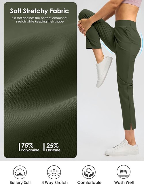 G Gradual Women's Ankle Golf Pants - Stretchy 7/8 Travel Pants with 3 Pockets & Inner Drawstring