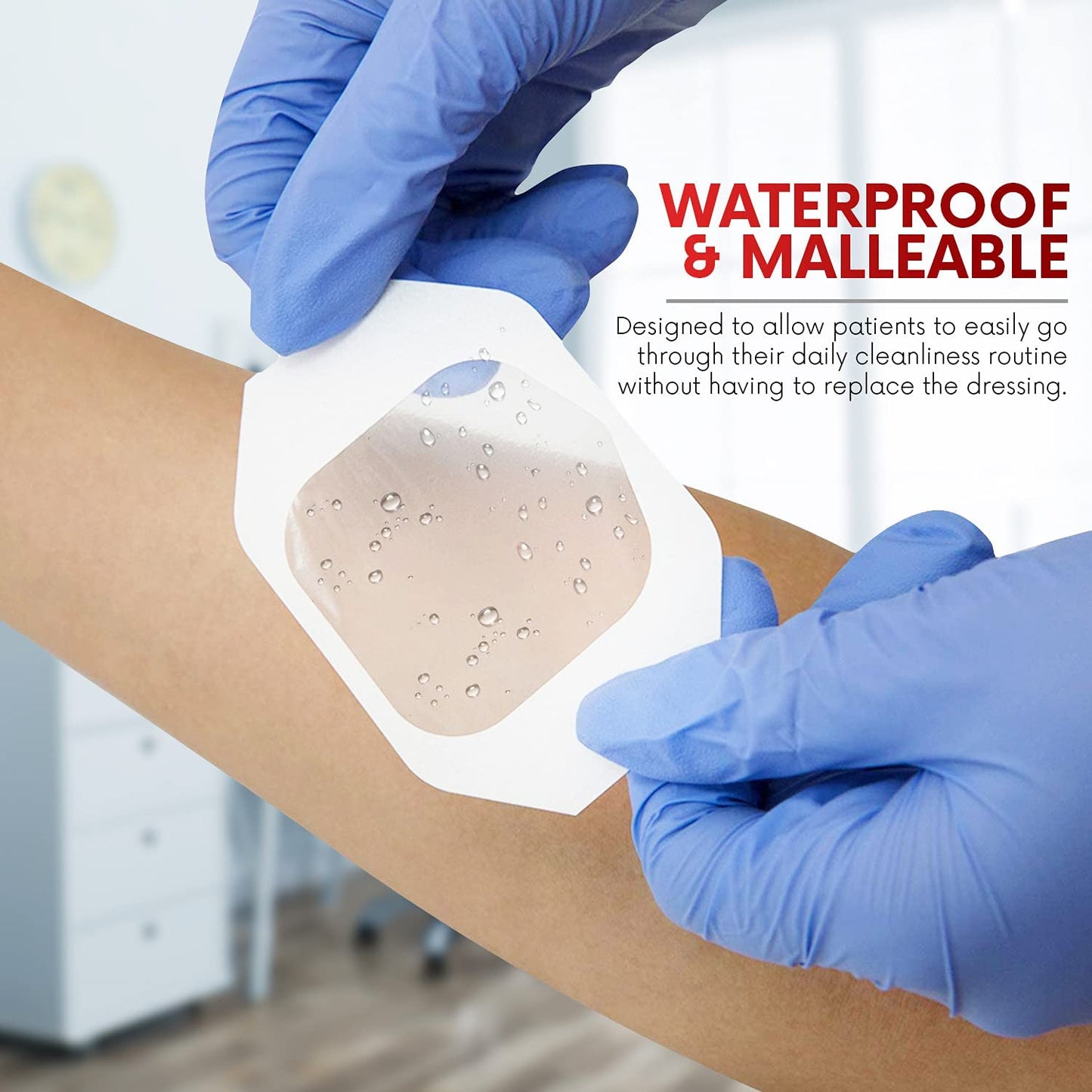 Transparent Film Dressing 4" x 4.75" (50 Pack) – Waterproof Adhesive Wound Bandages for Post-Surgical Shower, IV Shield, Tattoo Aftercare, Clear Breathable Dressing Patches by HEALQU