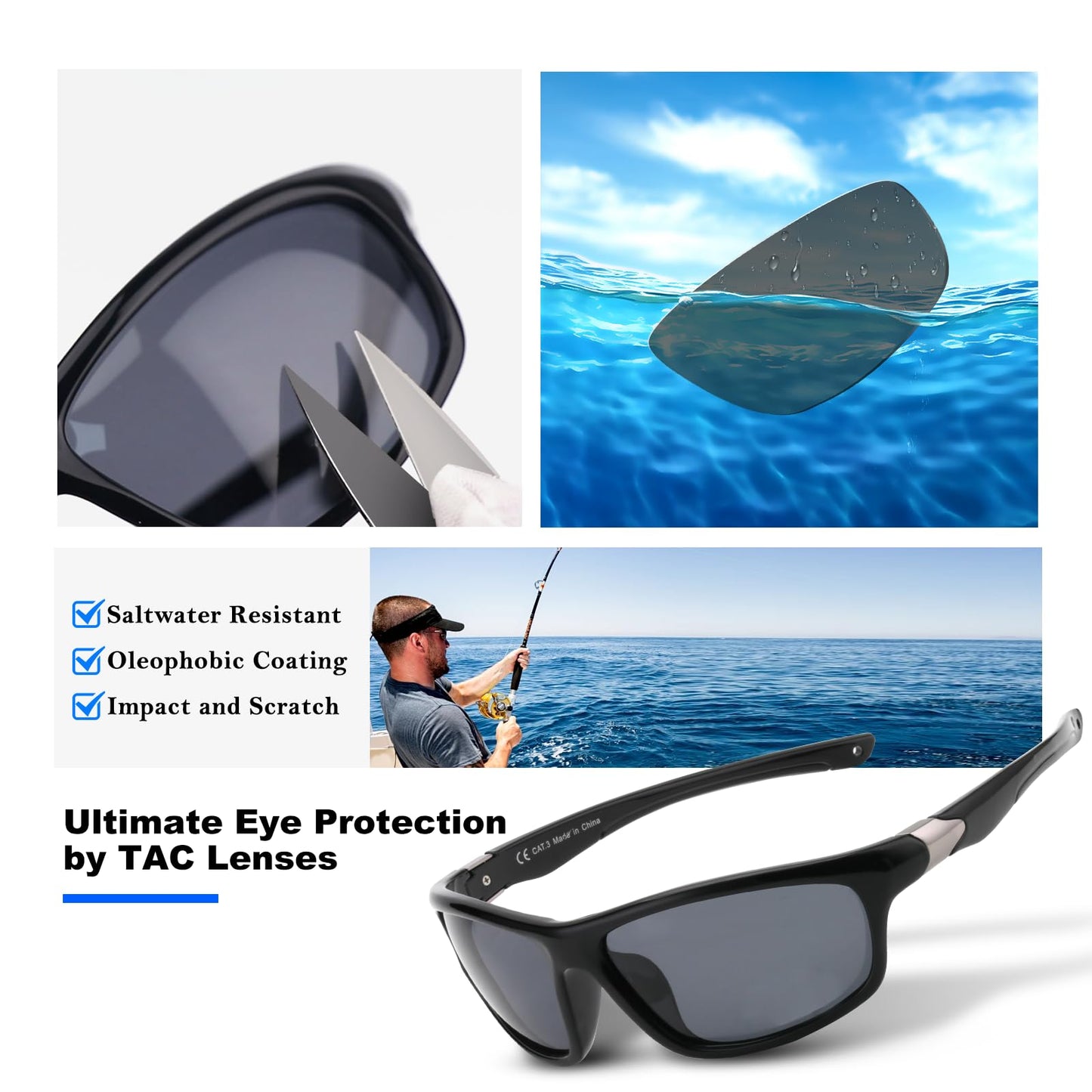 SKYOAK 2 Pack Polarized Sports Sunglasses for Men Women, TR90 Wrap Around Design Sun Glasses UV400 Protection Outdoor Driving Cycling Fishing Amber and Green