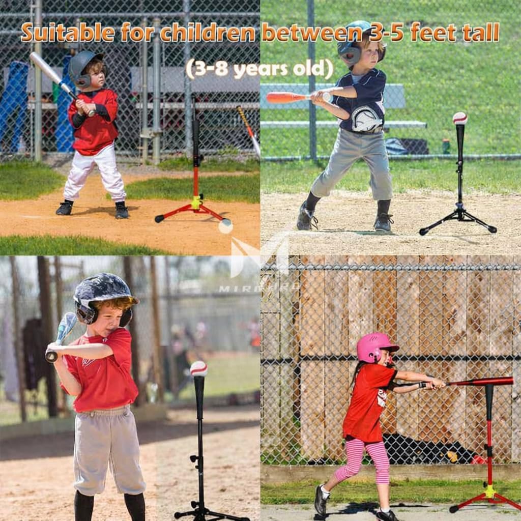 Skiennix Baseball Batting Tee - Adjustable 20-31" Tripod T-Ball Trainer for Kids 3-8 | Portable & Stable
