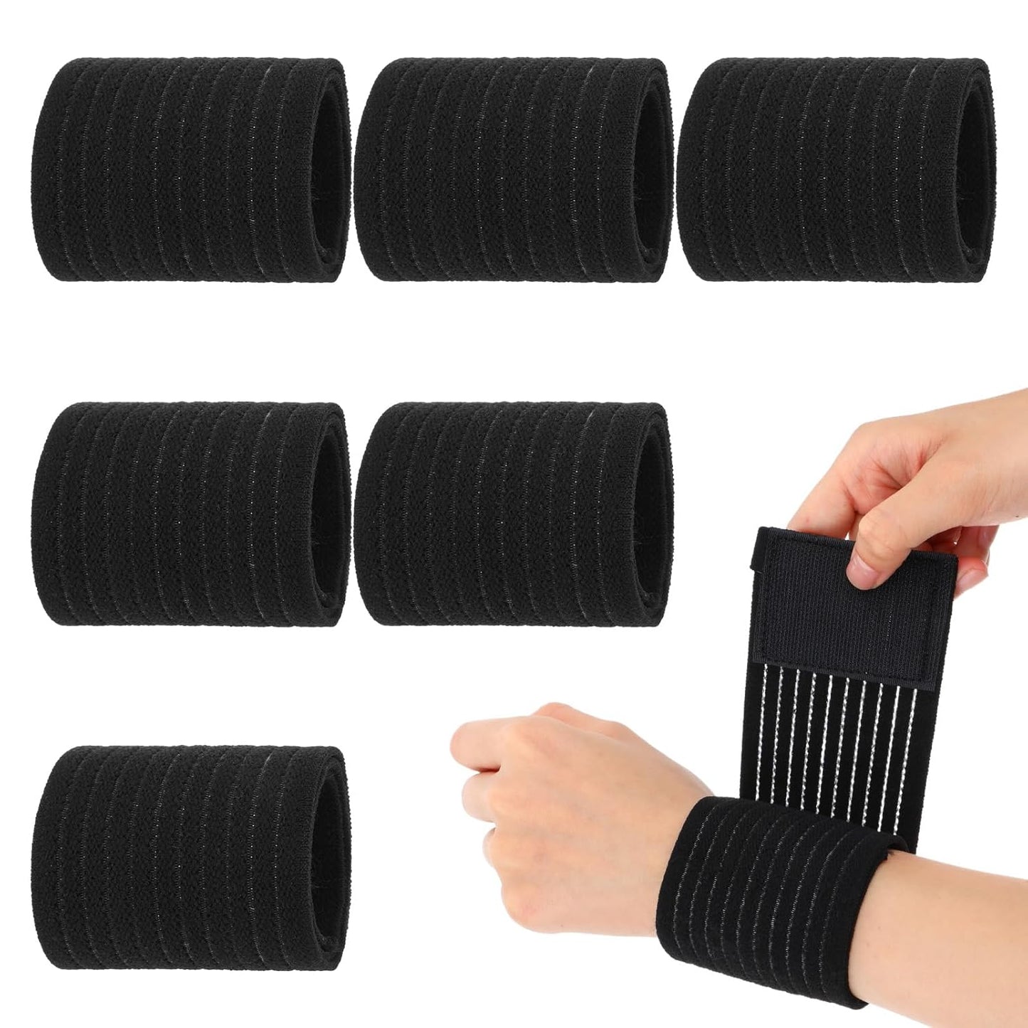 Skiennix High-Elastic Wrist Support Straps - Breathable Compression Wraps for Carpal Tunnel & Arthritis | 6 Pcs Set