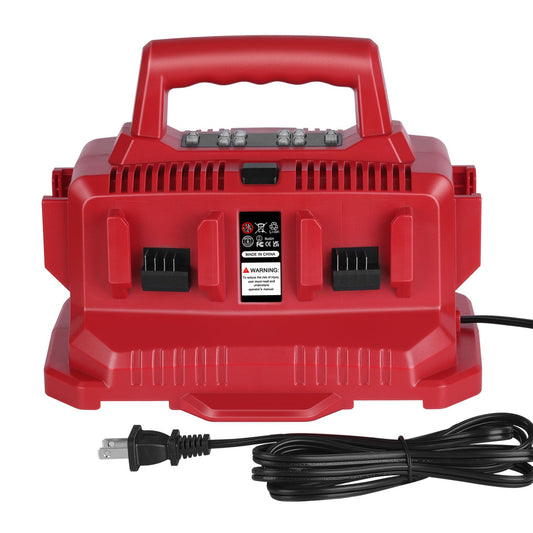KUNLUN 6 Port Charger Replace for Milwaukee Charger Station 48-59-1806, Compatible for Milwaukee 18V M18 Battery, with LED Indicator Charge Choose Button Wall-Hole (Sequential Charging)