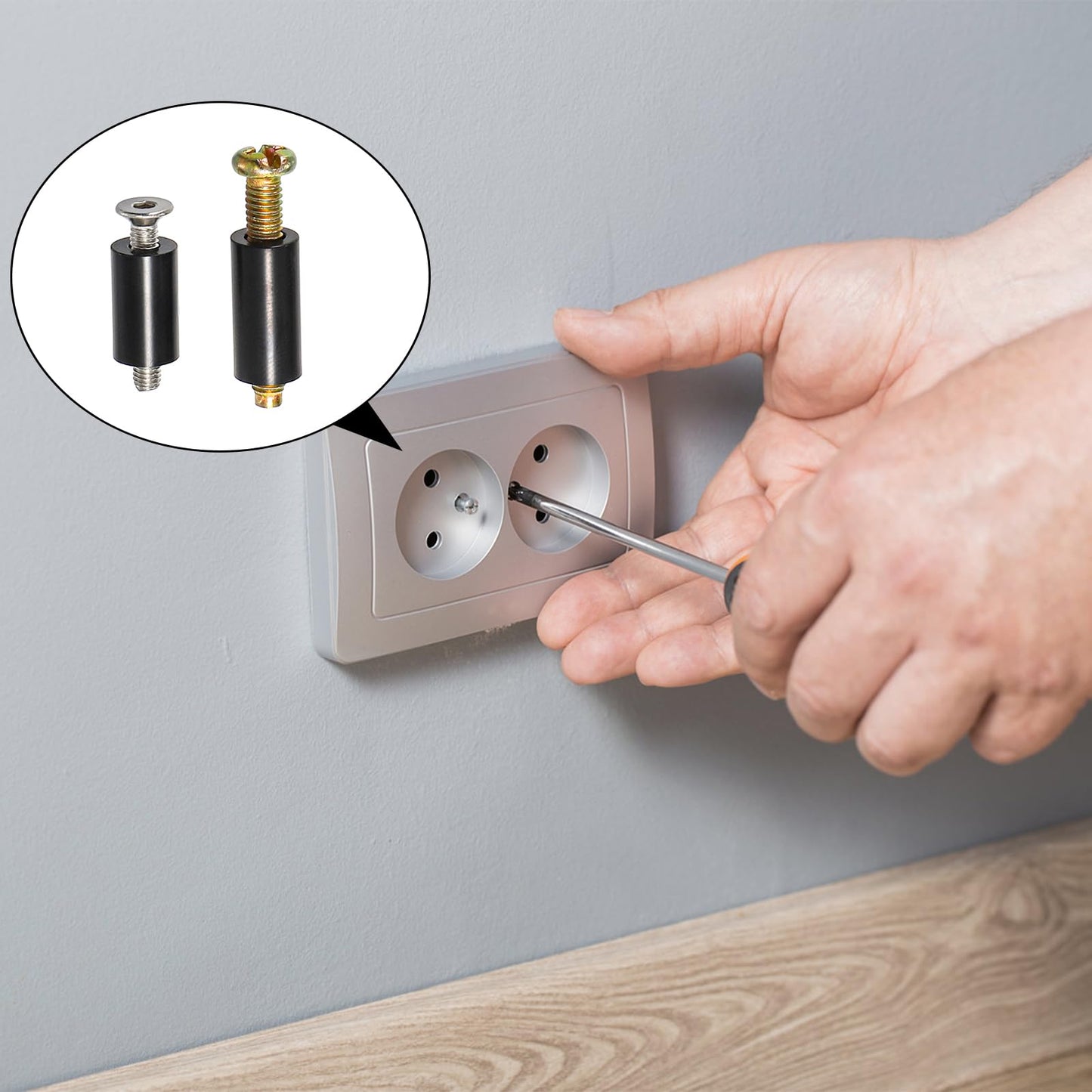 Acshio 1000 Pack Electrical Outlet Screws Spacers, Nylon Round Spacers for M3 M4 Screw, Black Spacer Electrical Outlet Assortment Kit Without Threaded for Electrical Screws, Switch, Receptacle