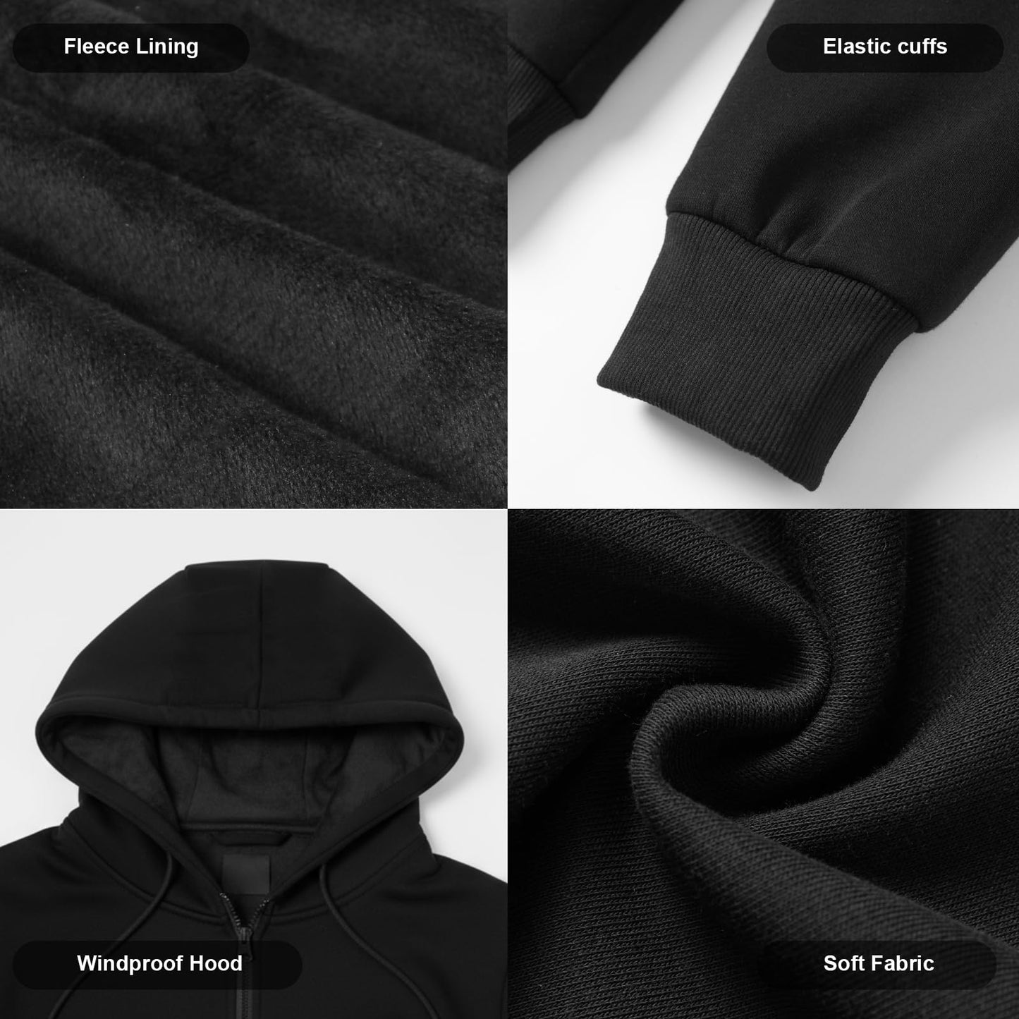 Brimekey Pullover Heated Hoodie for Men Women with 7.4V 20000mAh Battery Pack, Fleece Lining Unisex Heated Sweatshirt, 6 Heating Zones & 3 Temperature Settings Winter Outdoor Electric Hoodies Black